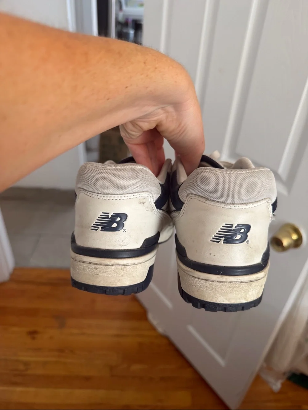 New Balance Men's White and Navy 550s Athletic Sneaker